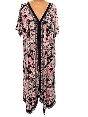 Y2K INC International Concepts Dress Women Plus 2X Black Pink Silver Studs 90s